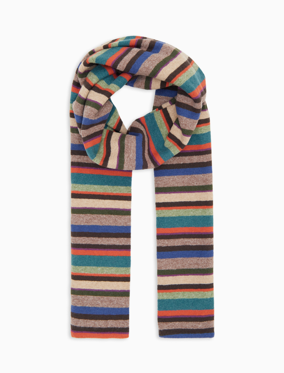 Kids' beige fleece scarf with multicoloured stripes - Gallo 1927 - Official Online Shop