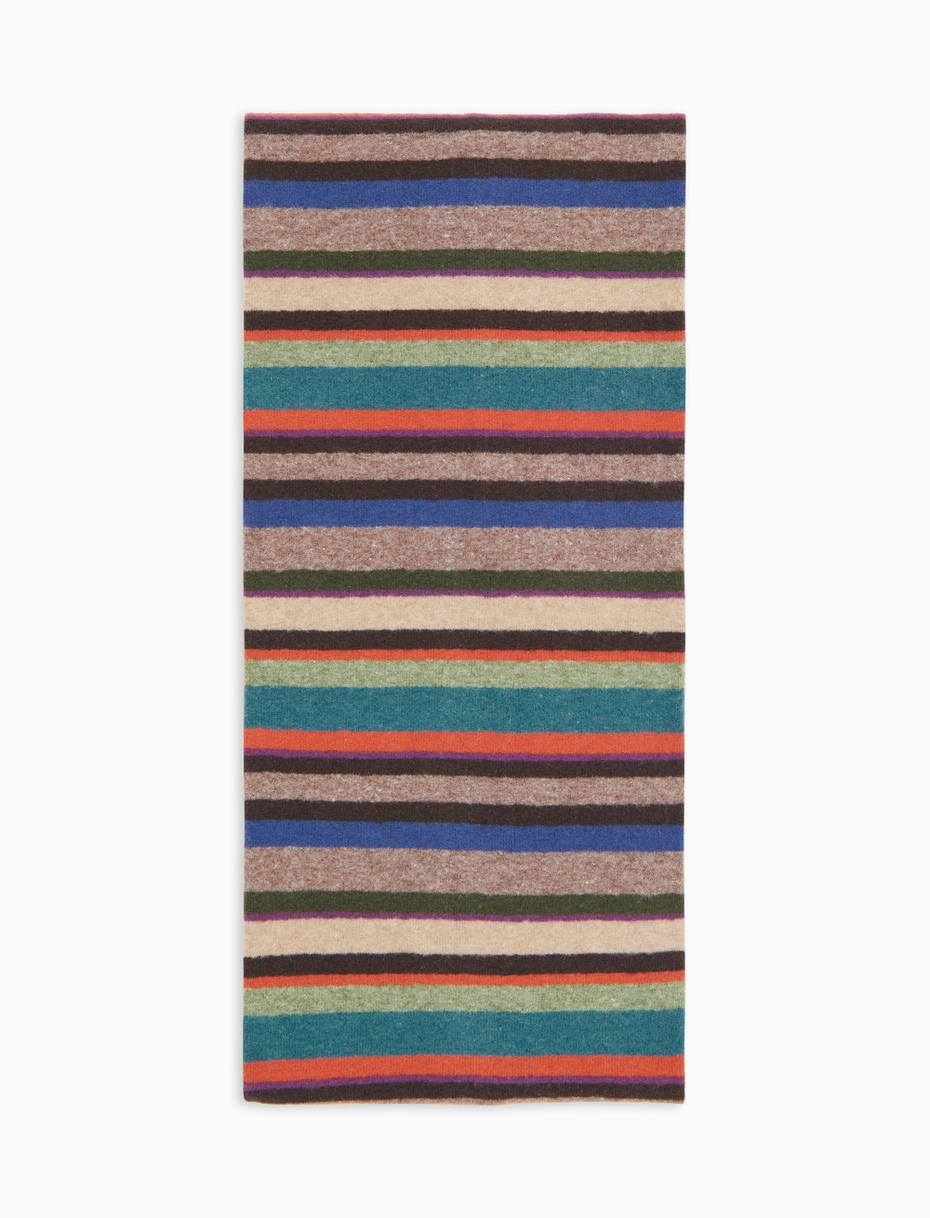 Kids' beige fleece scarf with multicoloured stripes - Gallo 1927 - Official Online Shop