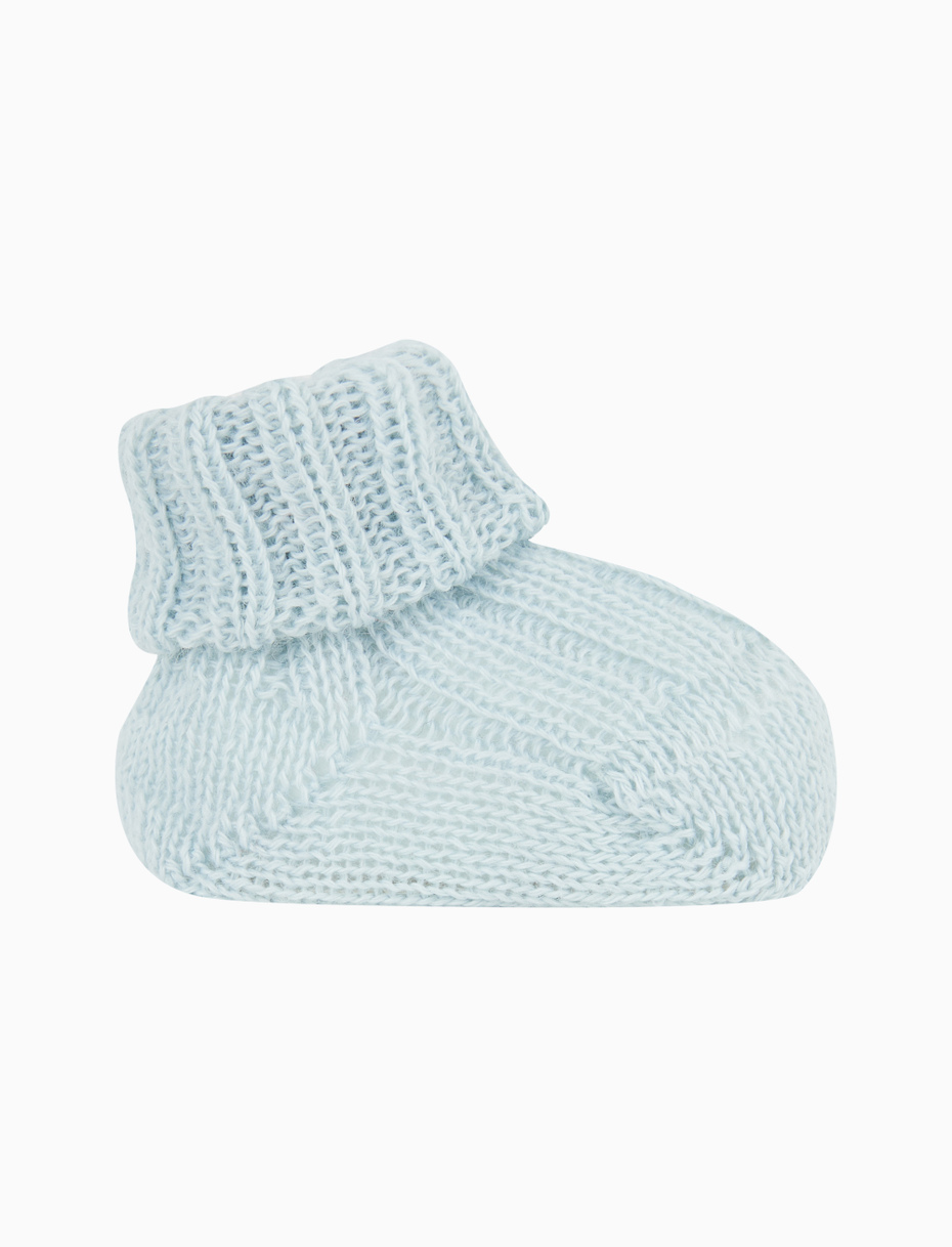 Kids' ribbed plain sky blue wool booty socks - Gallo 1927 - Official Online Shop