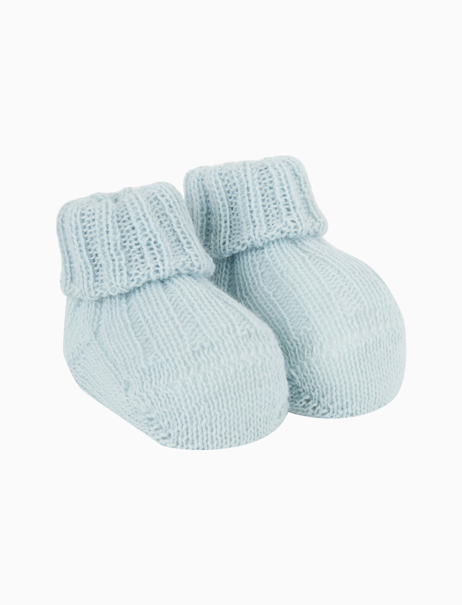 Kids' ribbed plain sky blue wool booty socks - Gallo 1927 - Official Online Shop