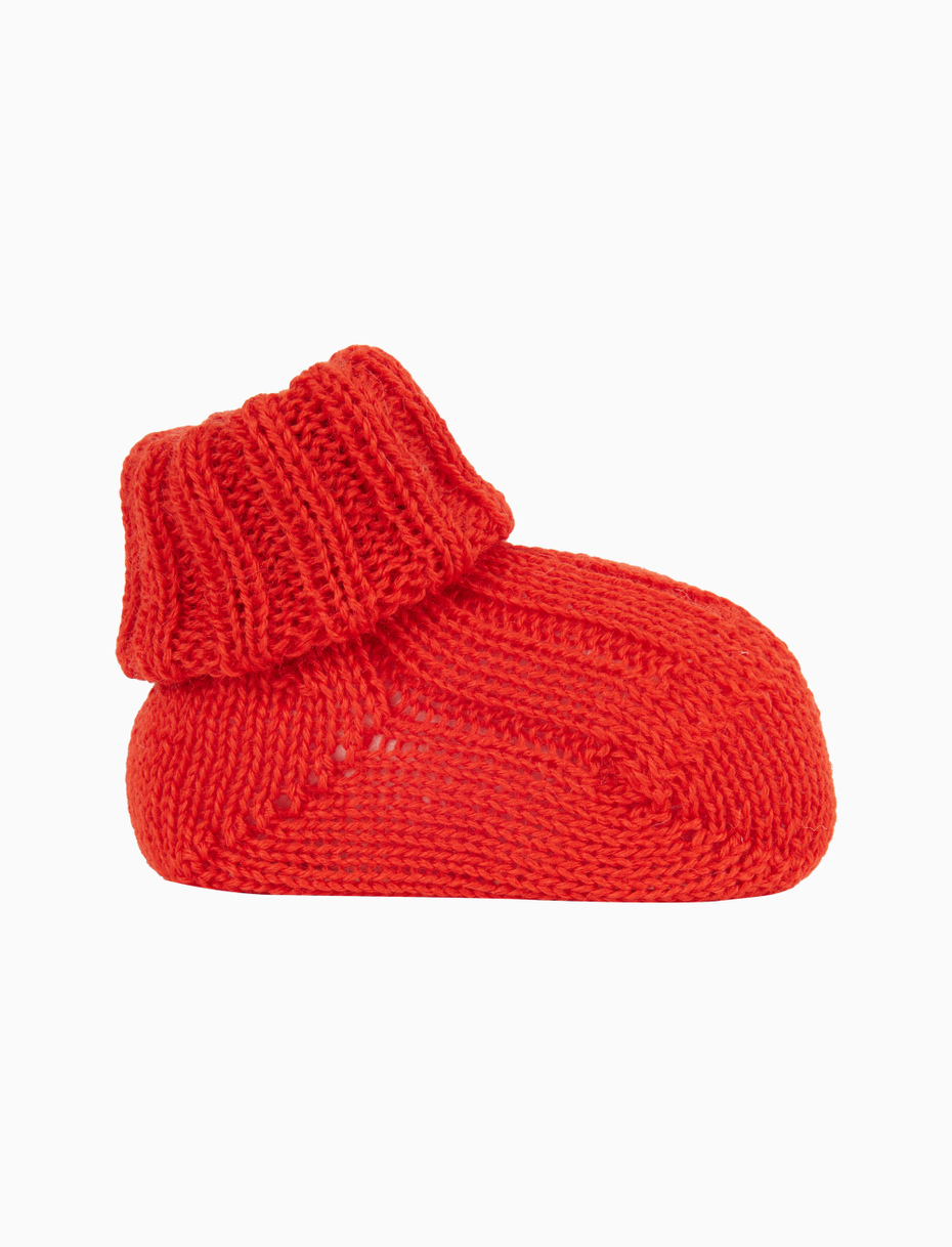Kids' ribbed plain red wool booty socks - Gallo 1927 - Official Online Shop