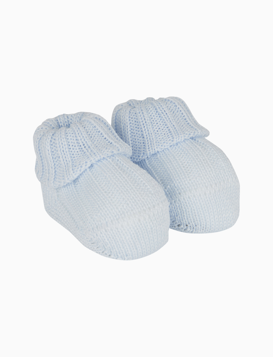 Kids' ribbed plain light blue cotton booty socks - Gallo 1927 - Official Online Shop