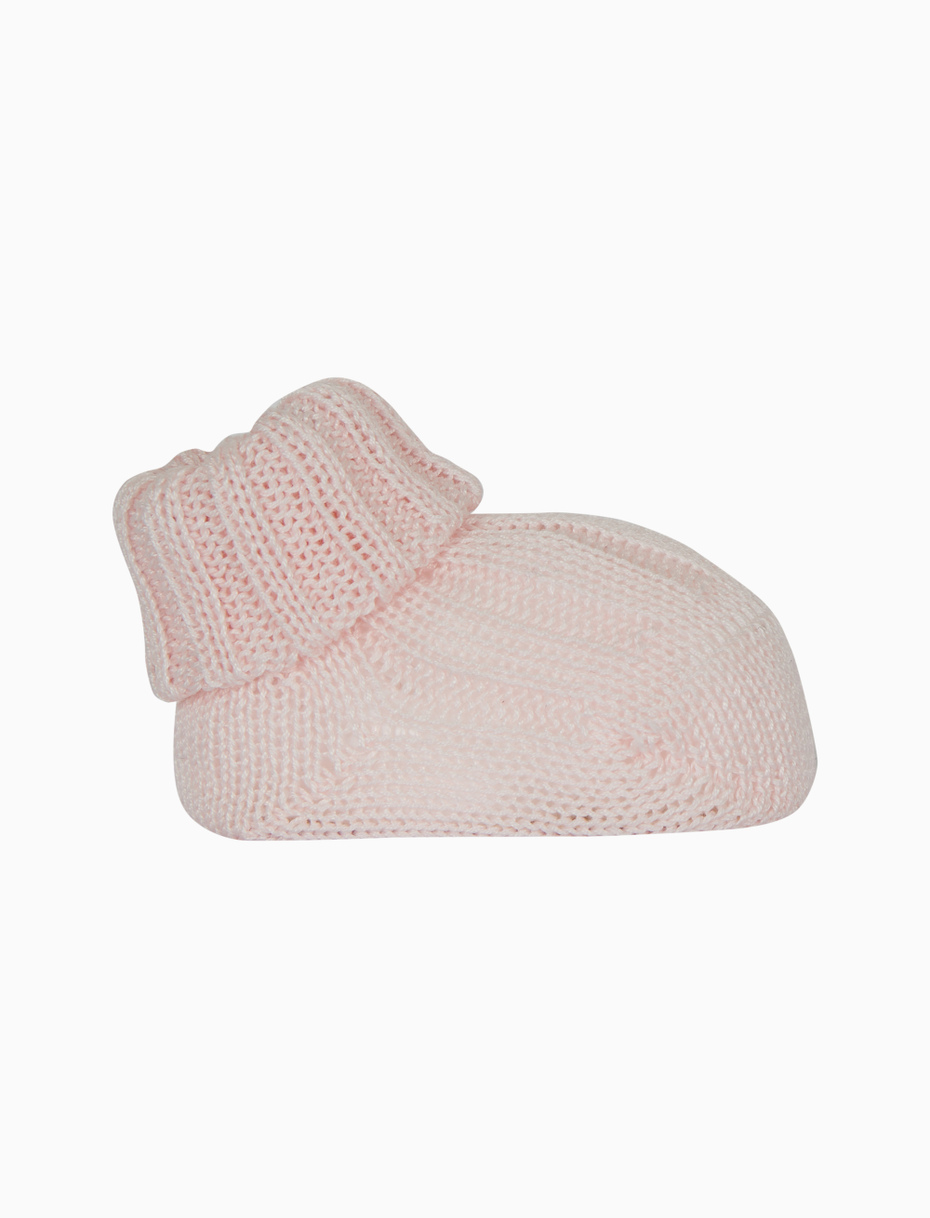 Kids' ribbed plain pink cotton booty socks - Gallo 1927 - Official Online Shop