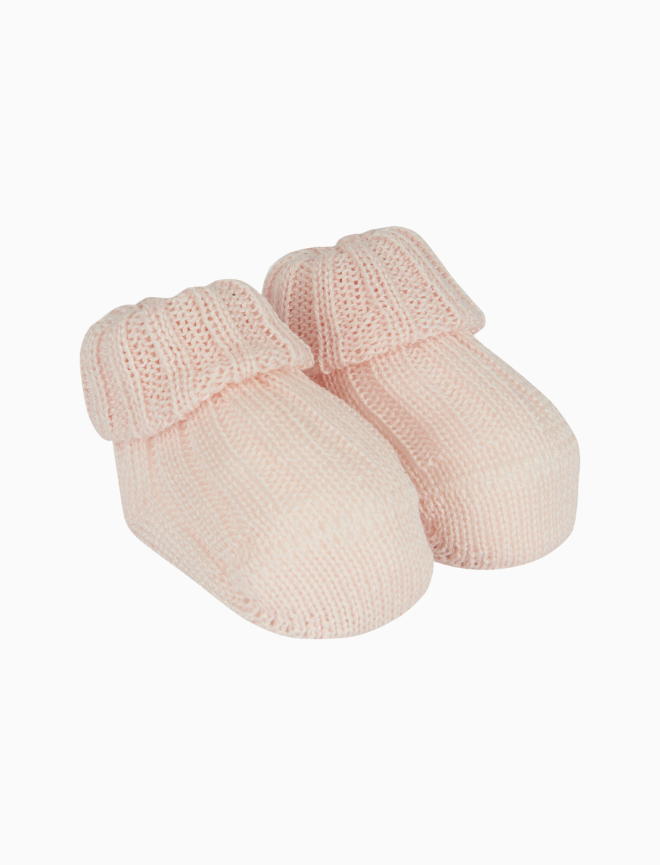 Kids' ribbed plain pink cotton booty socks - Gallo 1927 - Official Online Shop