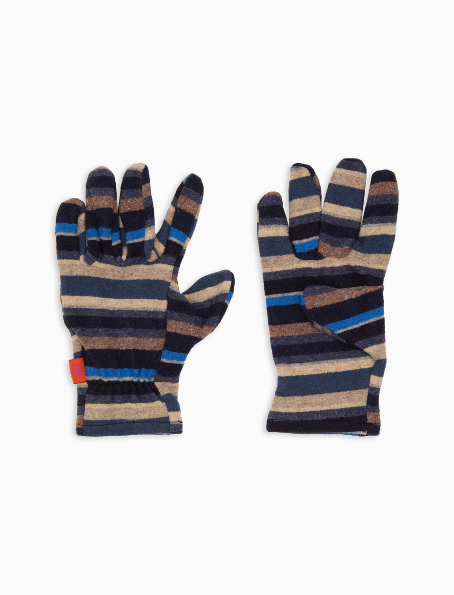 Guanti bambino pile blu righe multicolor - Gallo 1927 - Official Online Shop