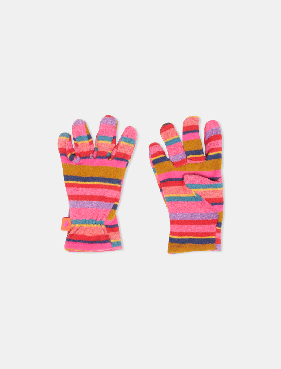Kids' erica fleece gloves with multicoloured stripes - Gallo 1927 - Official Online Shop
