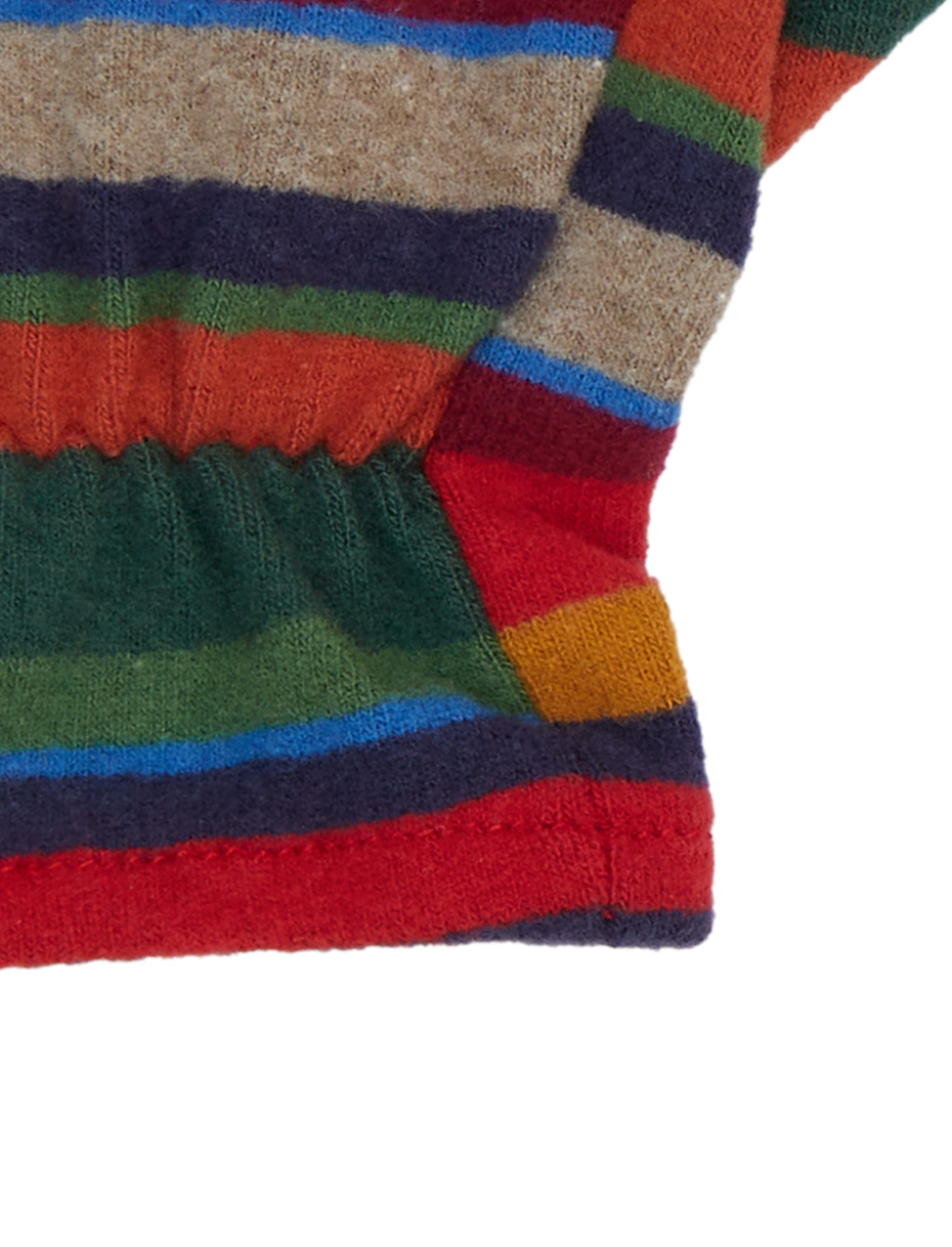 Kids' burgundy fleece gloves with multicoloured stripes - Gallo 1927 - Official Online Shop