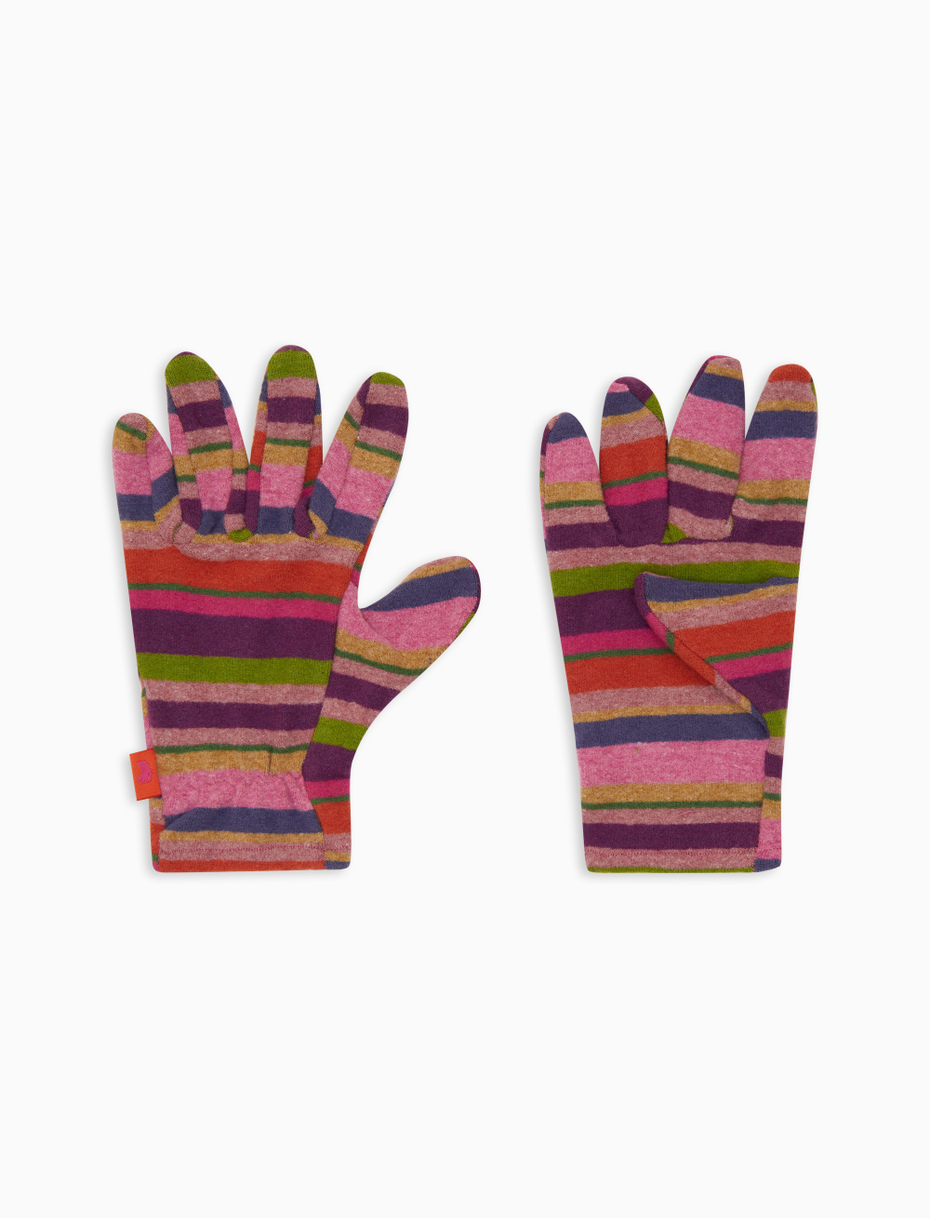 Guanti bambino pile viola righe multicolor - Gallo 1927 - Official Online Shop