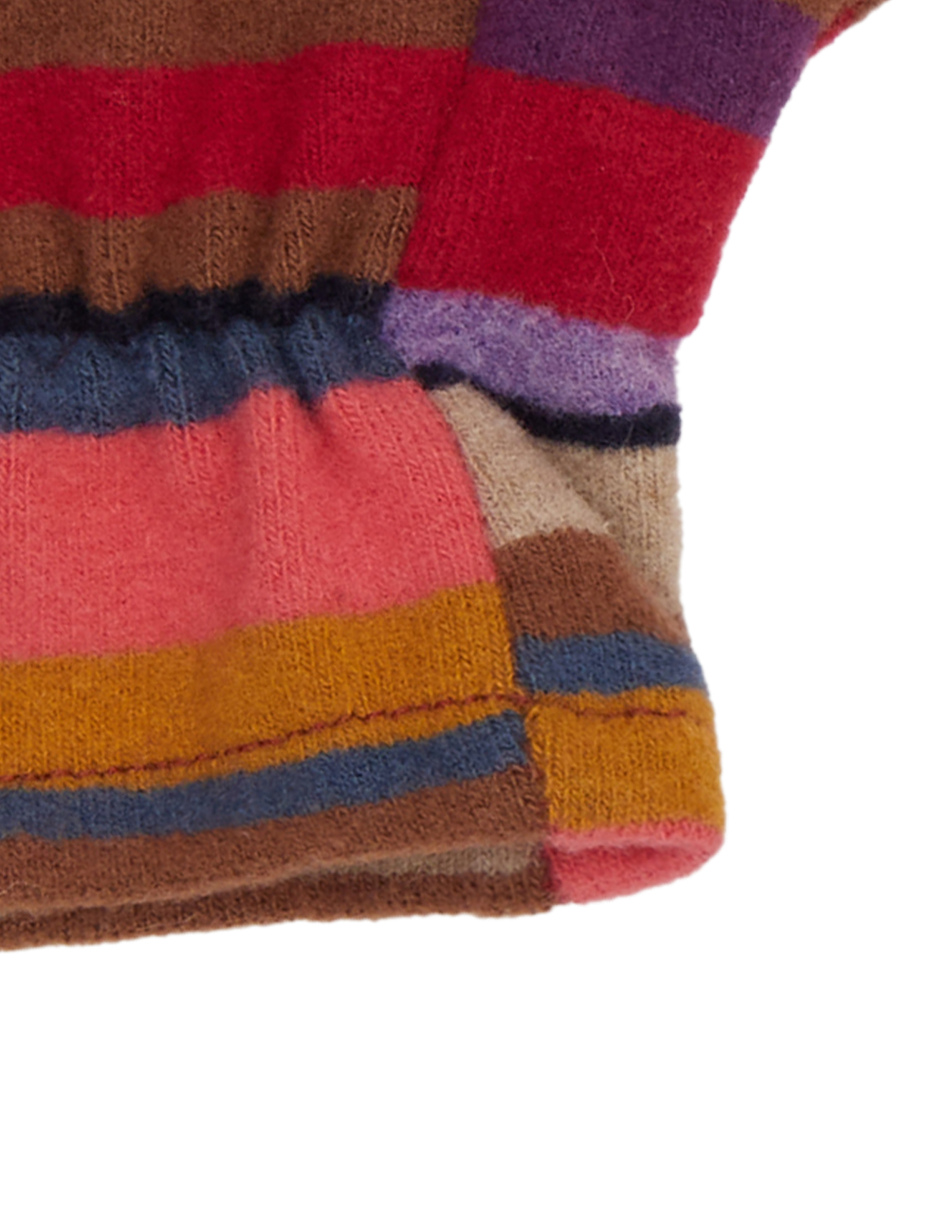 Kids' red fleece gloves with multicoloured stripes - Gallo 1927 - Official Online Shop