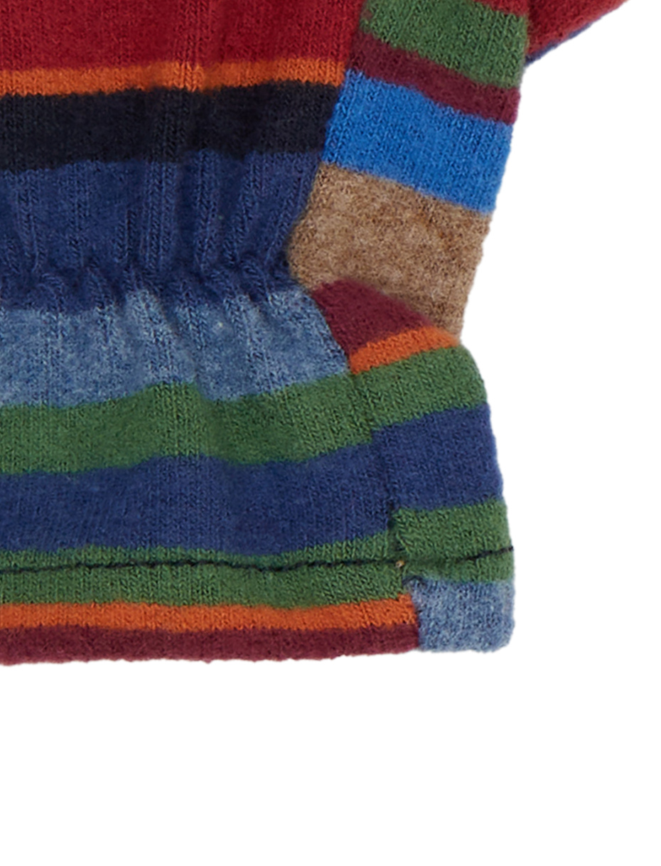 Kids' blue fleece gloves with multicoloured stripes - Gallo 1927 - Official Online Shop
