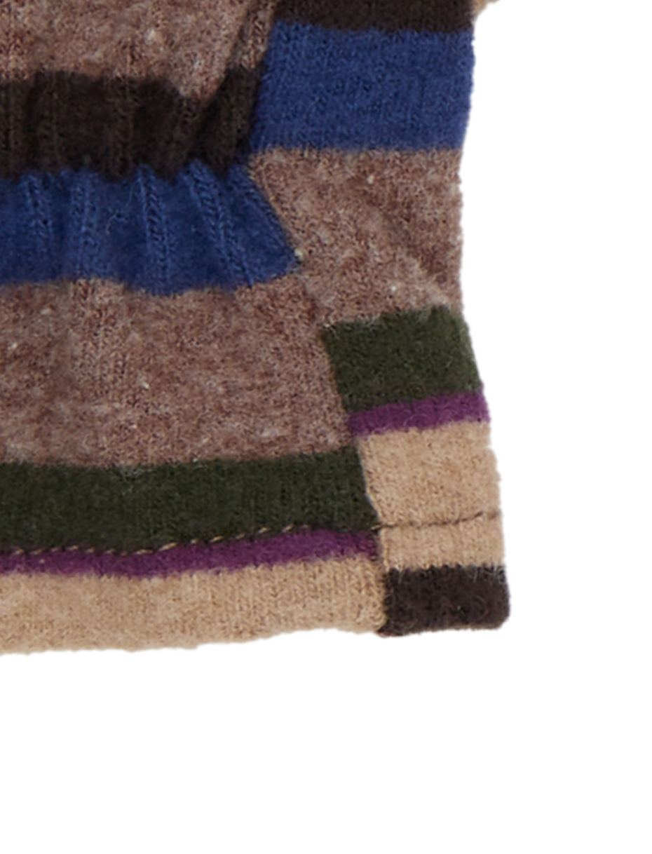 Kids' beige fleece gloves with multicoloured stripes - Gallo 1927 - Official Online Shop
