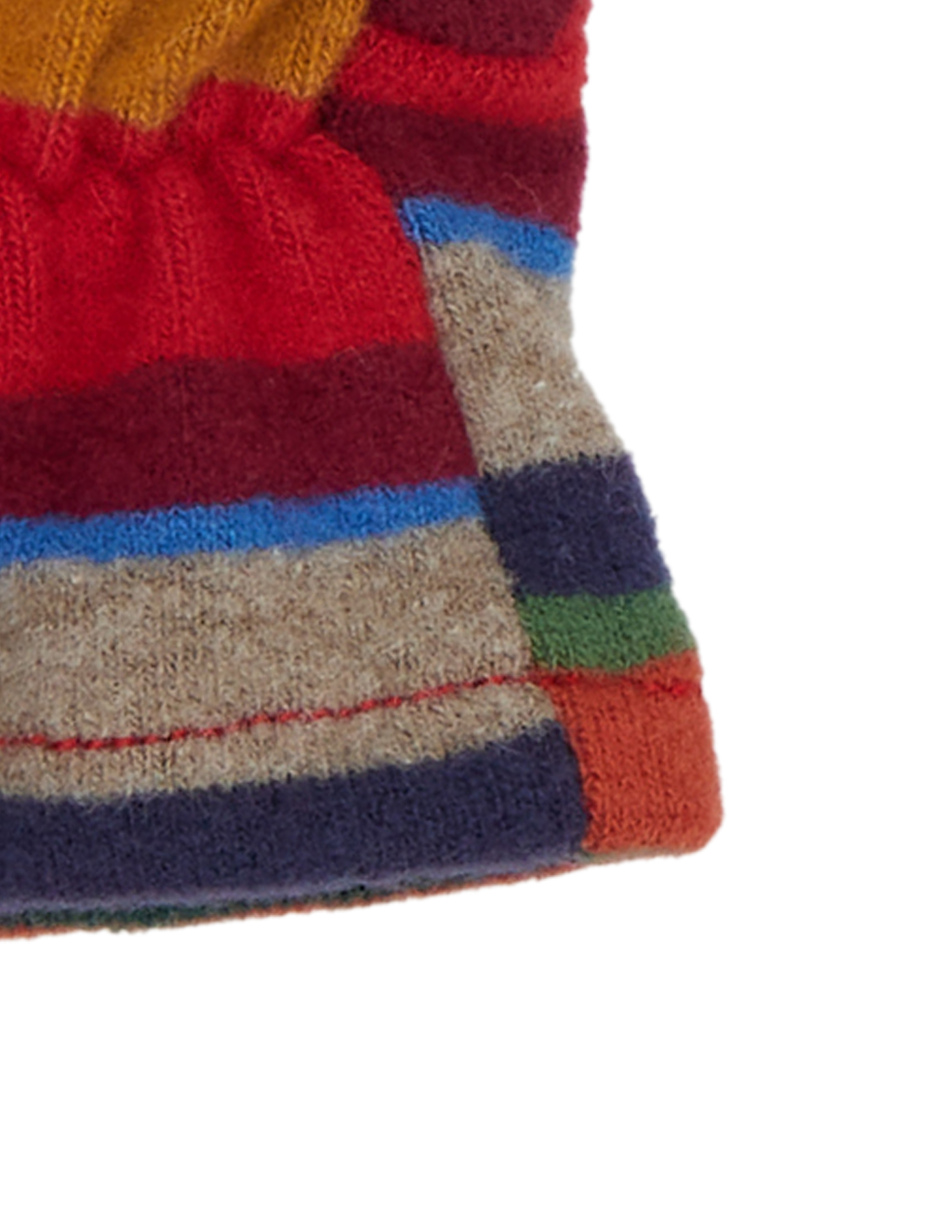 Kids' red fleece mittens with multicoloured stripes - Gallo 1927 - Official Online Shop