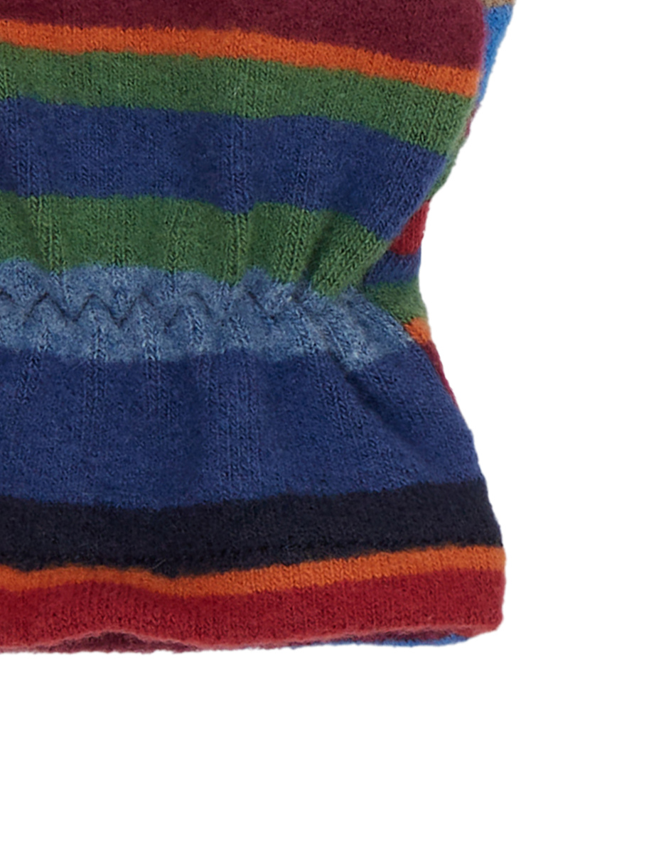 Kids' blue fleece mittens with multicoloured stripes - Gallo 1927 - Official Online Shop