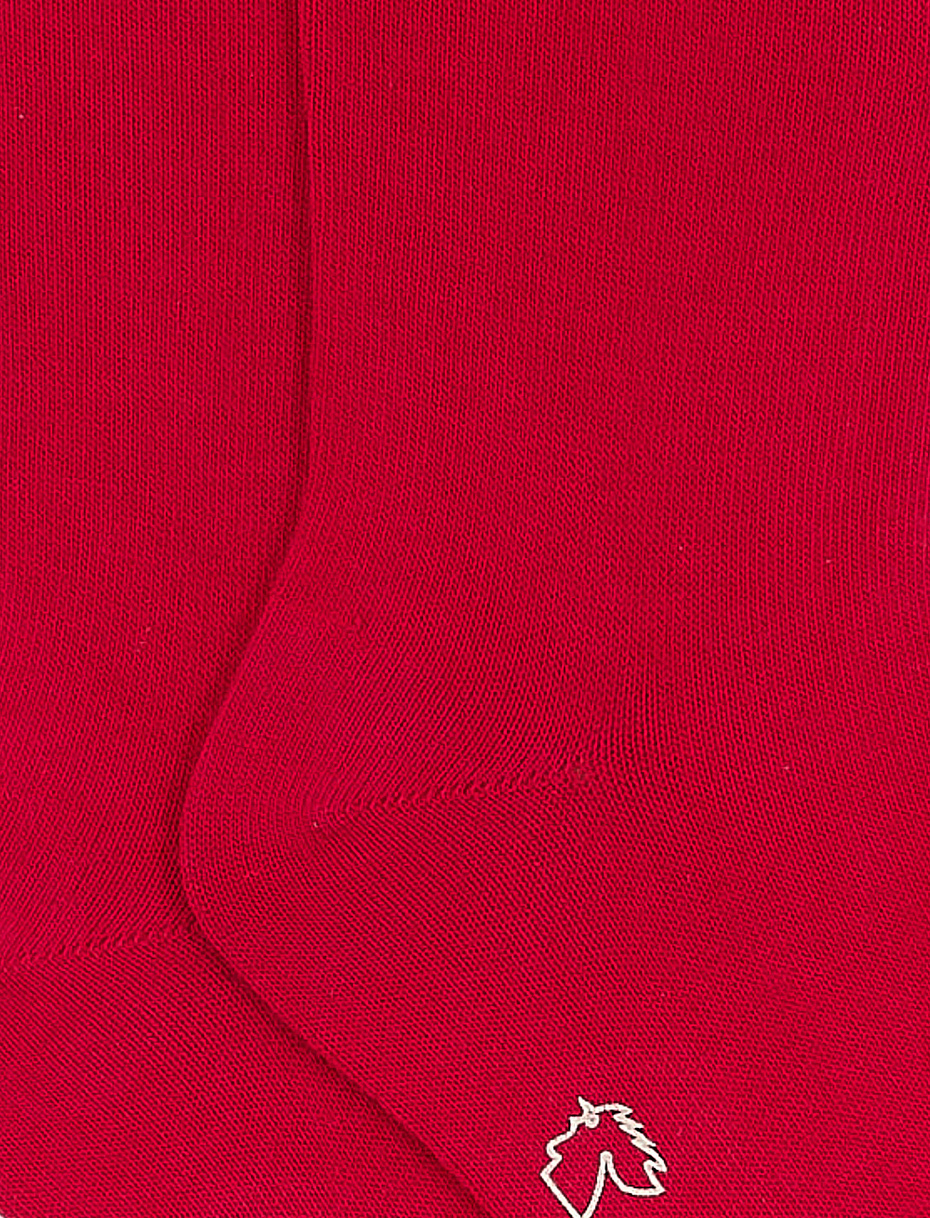 Kids' long plain ruby red cotton socks - Gallo 1927 - Official Online Shop