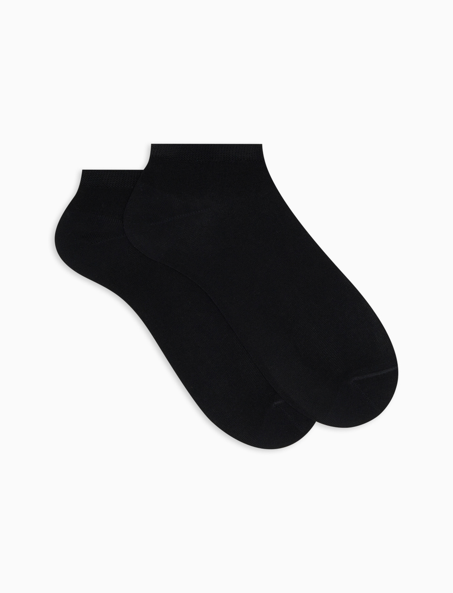 Men's plain black cotton ankle socks - Gallo 1927 - Official Online Shop