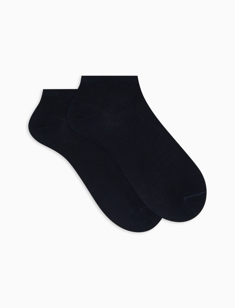 Men's plain blue cotton ankle socks - Gallo 1927 - Official Online Shop