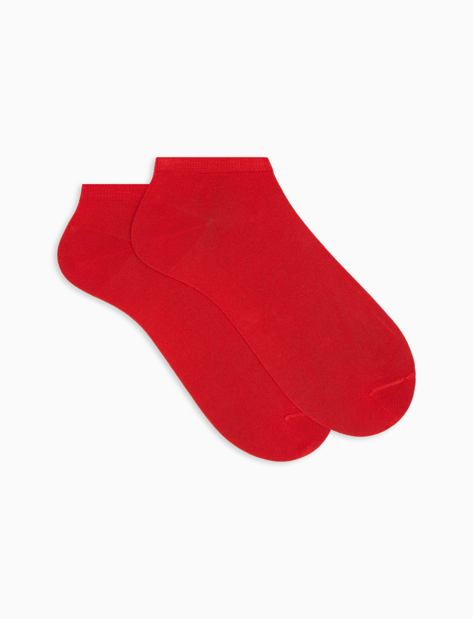Men's plain red ankle cotton socks - Gallo 1927 - Official Online Shop