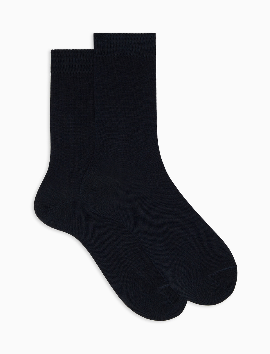 Men's short plain blue cotton socks - Gallo 1927 - Official Online Shop