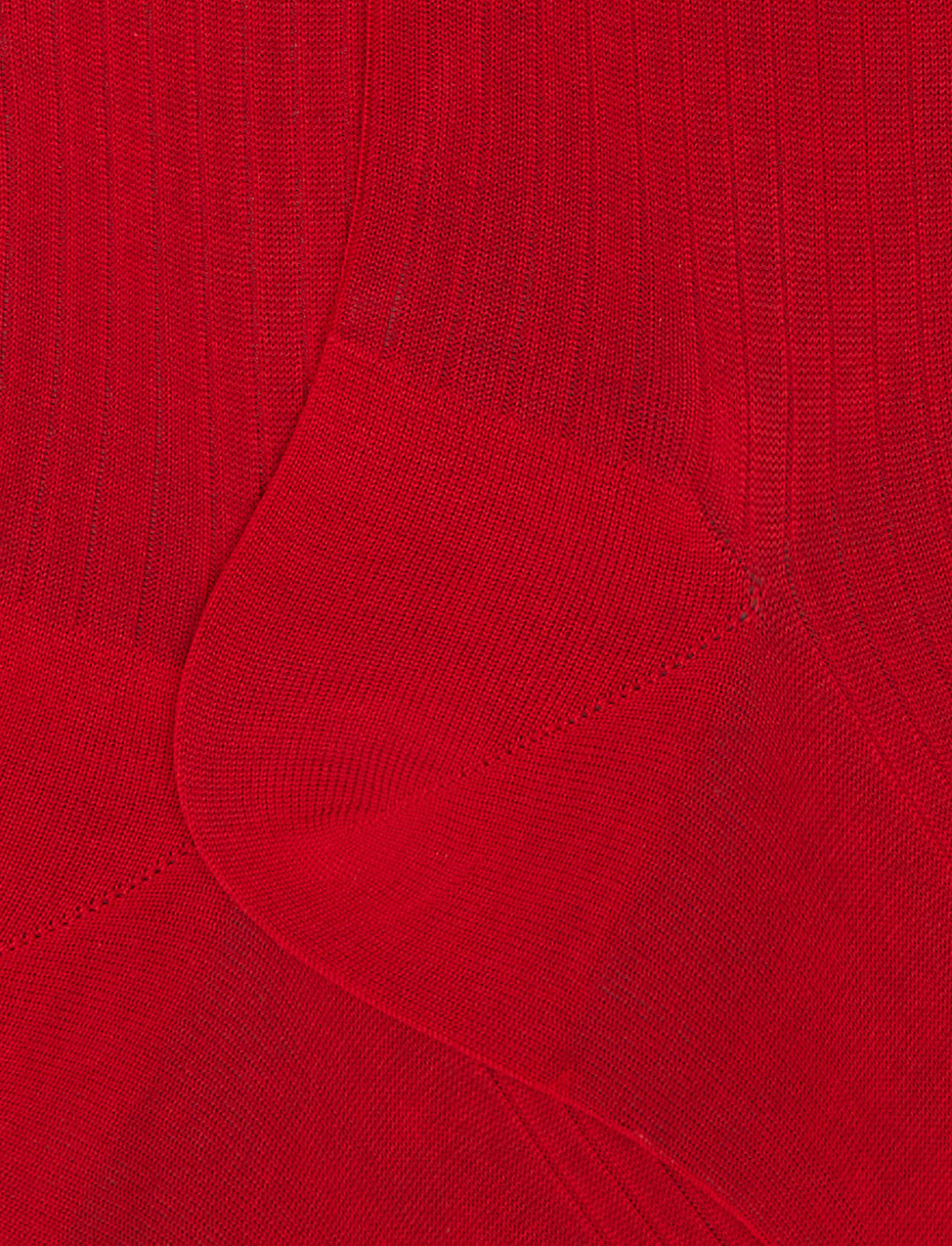 Men's long plain red ribbed cotton socks - Gallo 1927 - Official Online Shop