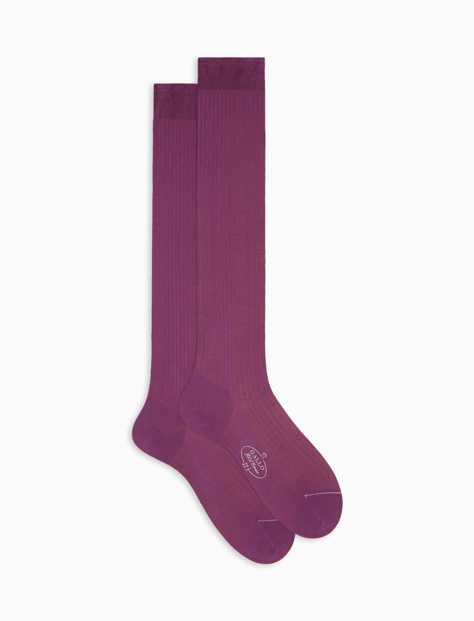Calze lunghe uomo cotone tinta unita a coste viola - Gallo 1927 - Official Online Shop