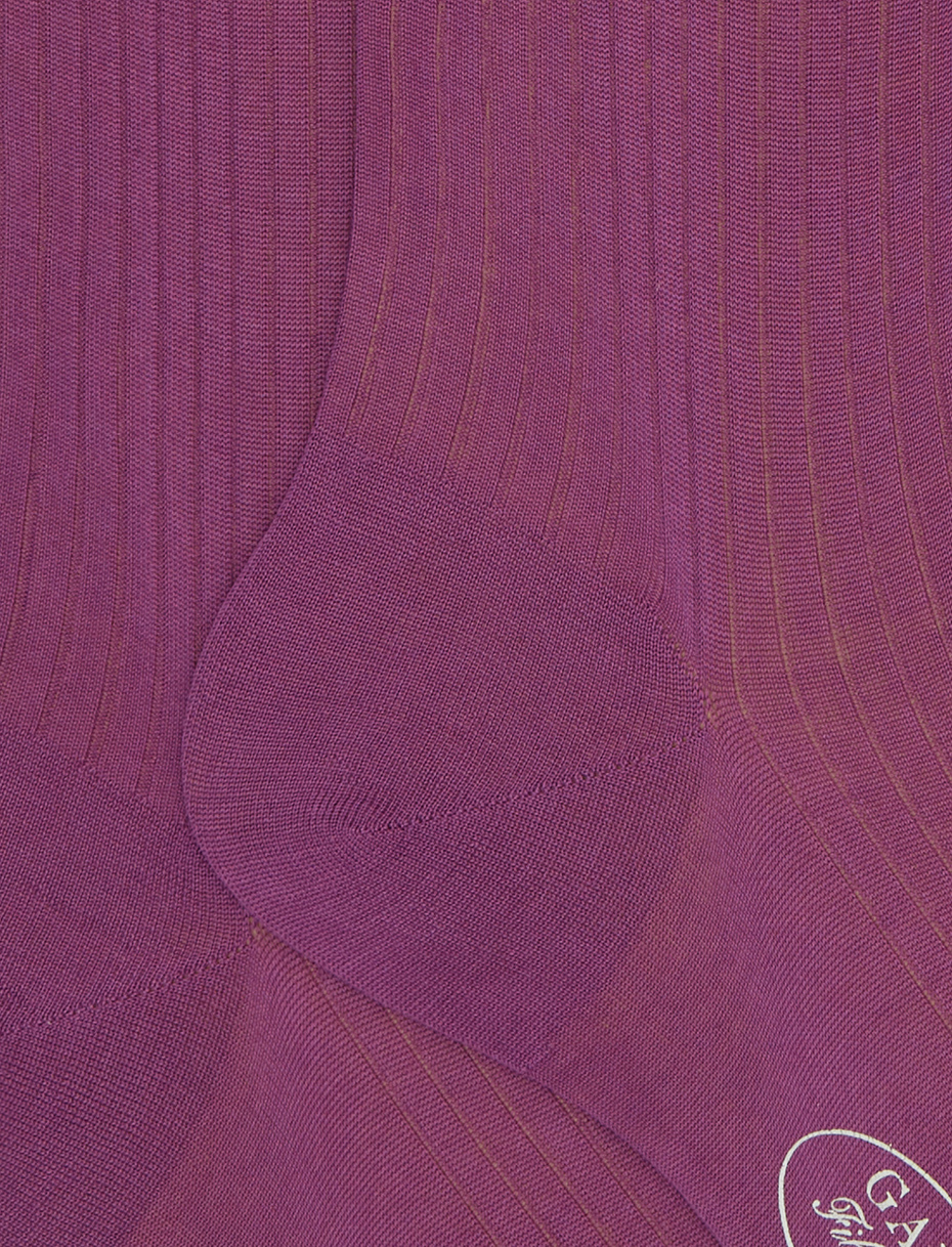 Calze lunghe uomo cotone tinta unita a coste viola - Gallo 1927 - Official Online Shop