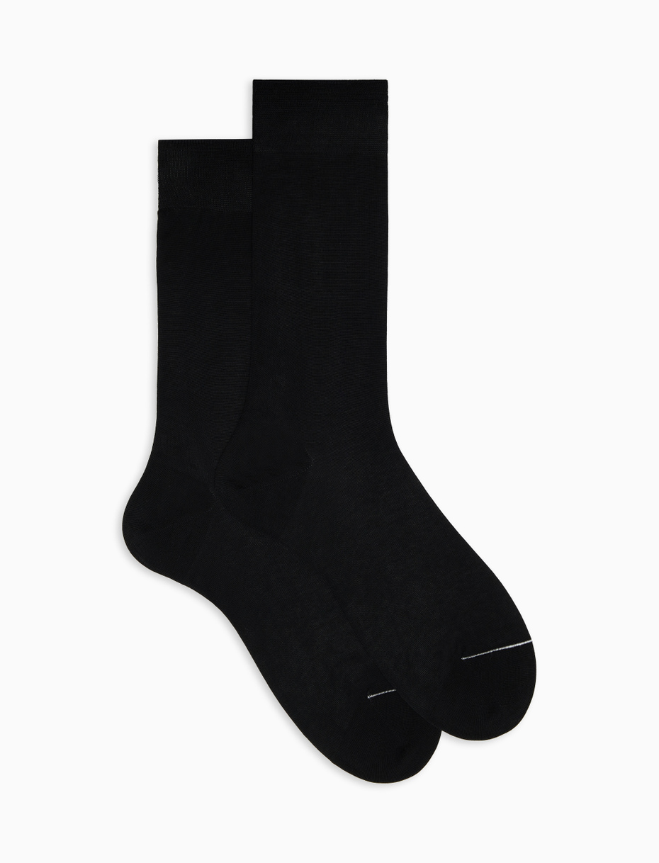 Men's short plain black cotton socks - Gallo 1927 - Official Online Shop