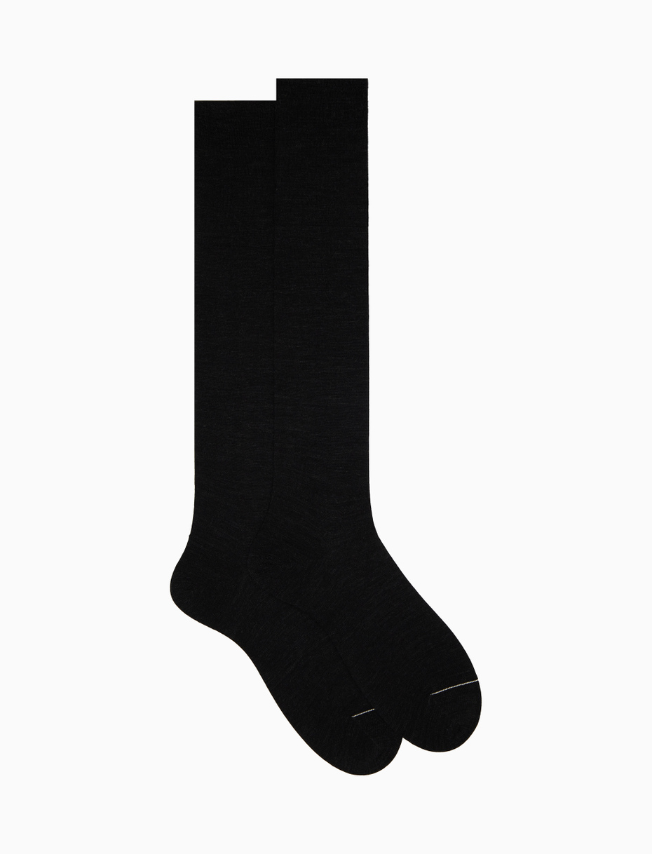 Men's long plain charcoal grey wool socks - Gallo 1927 - Official Online Shop