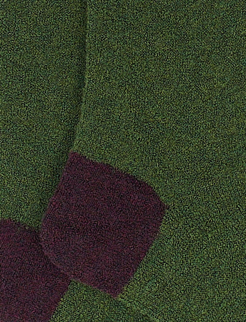 Men's long plain lawn green bouclé wool socks with contrasting details - Gallo 1927 - Official Online Shop