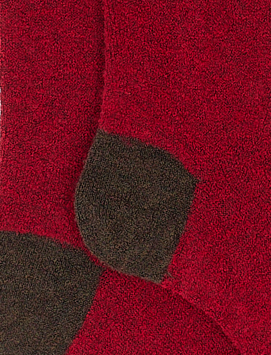 Men's long plain red bouclé wool socks with contrasting details - Gallo 1927 - Official Online Shop
