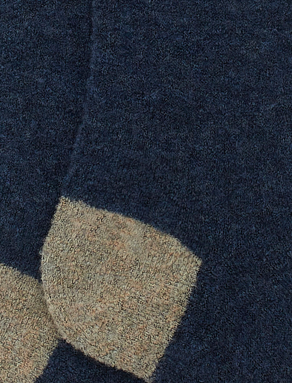 Men's short plain royal blue bouclé wool socks with contrasting details - Gallo 1927 - Official Online Shop