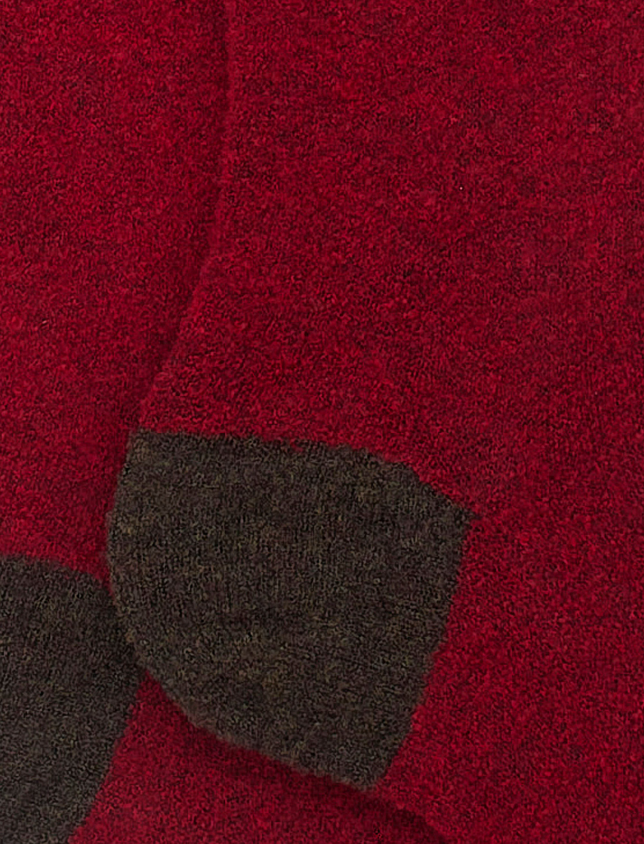Men's short plain red bouclé wool socks with contrasting details - Gallo 1927 - Official Online Shop