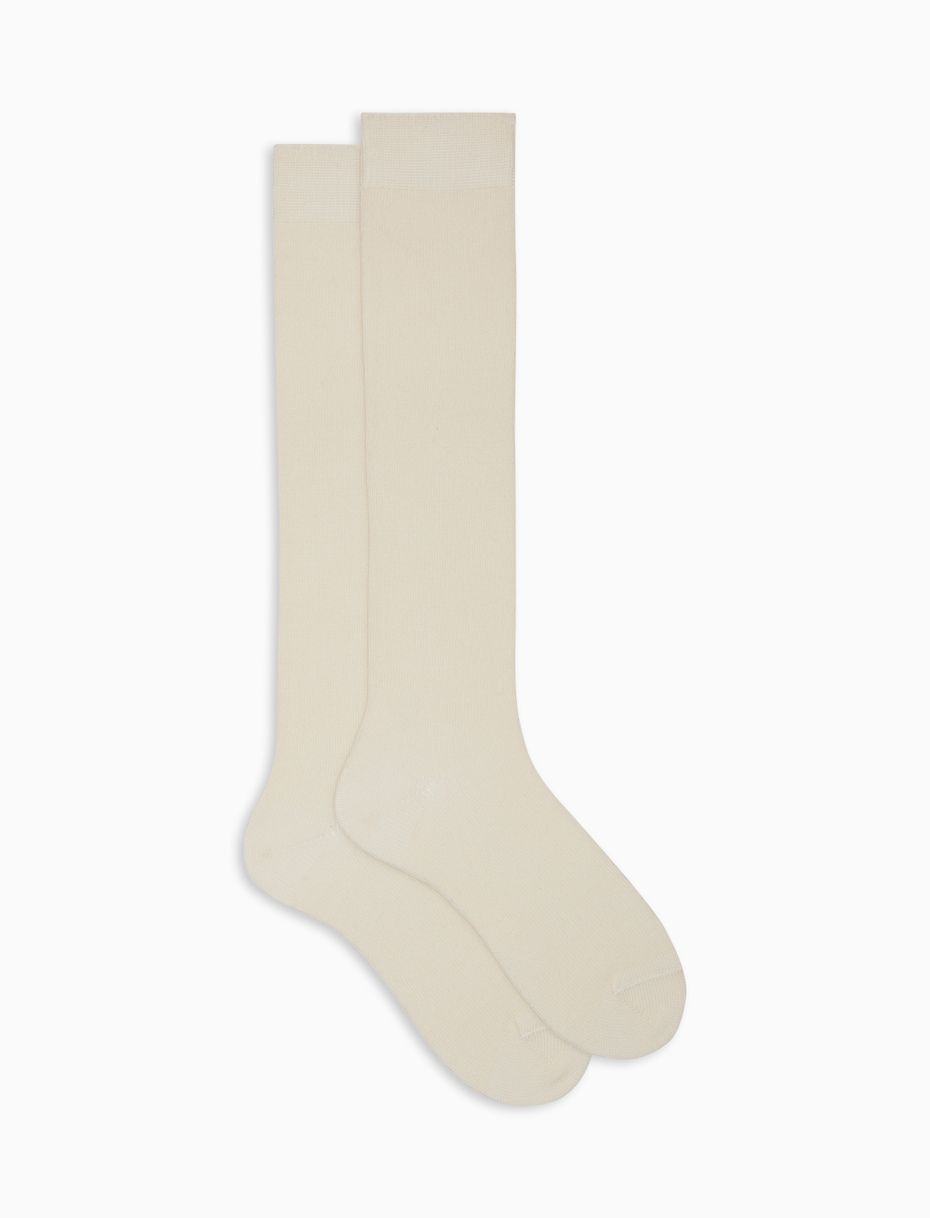 Women's long plain white socks in wool, silk and cashmere - Gallo 1927 - Official Online Shop