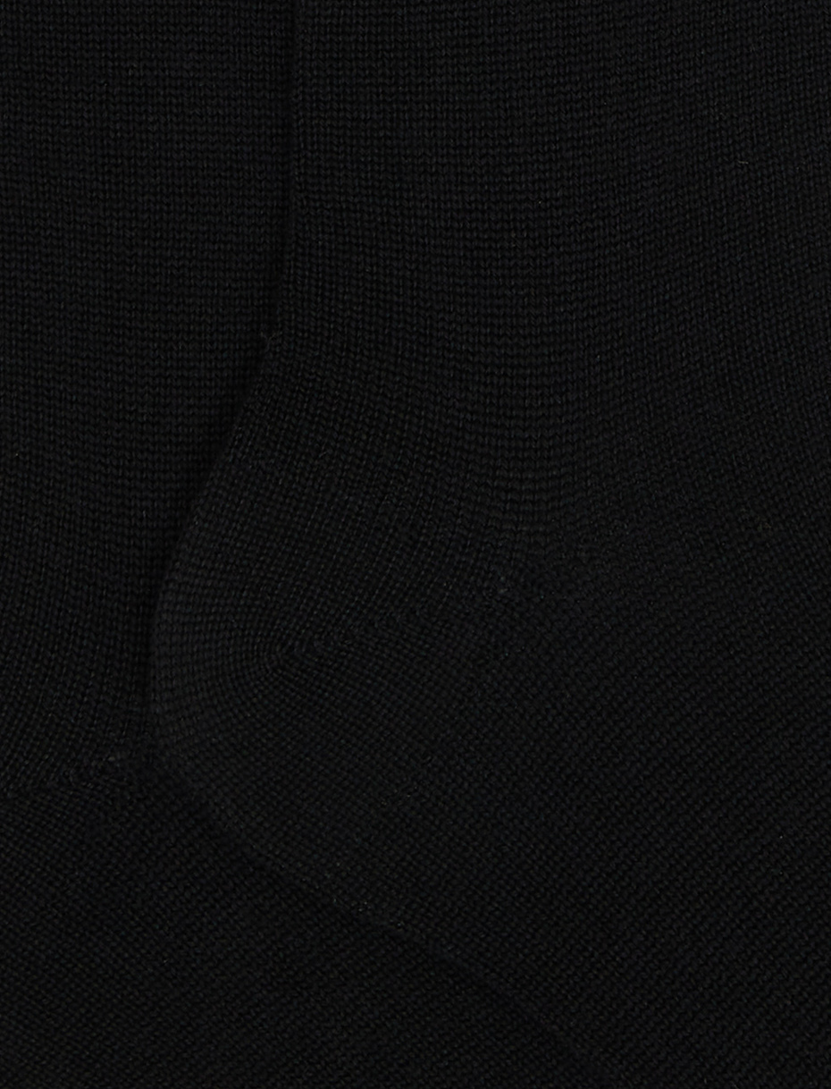 Calze lunghe donna lana, seta e cashmere nero tinta unita - Gallo 1927 - Official Online Shop