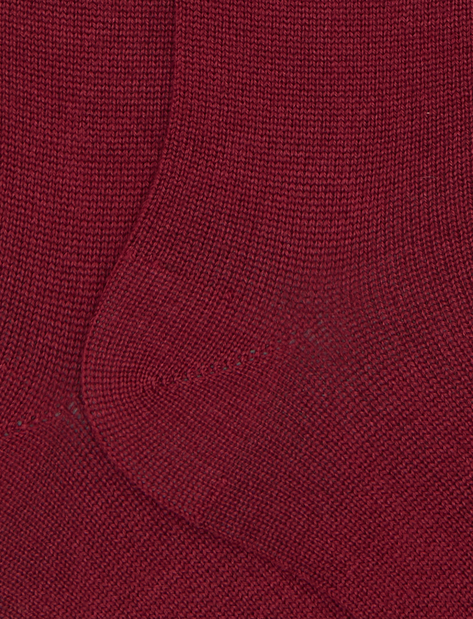 Women's long plain burgundy socks in wool, silk and cashmere - Gallo 1927 - Official Online Shop