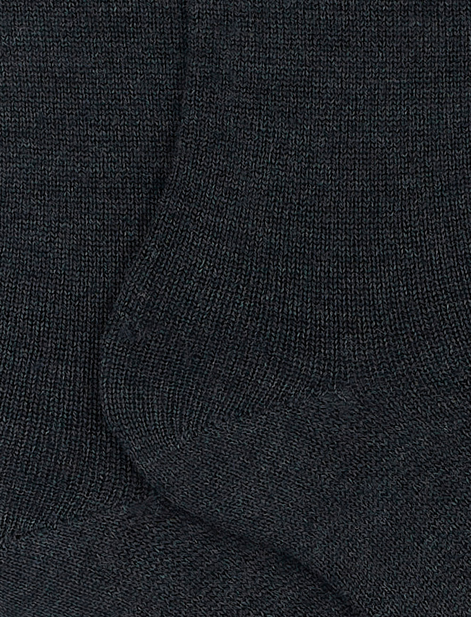 Women's short plain charcoal grey socks in wool, silk and cashmere - Gallo 1927 - Official Online Shop