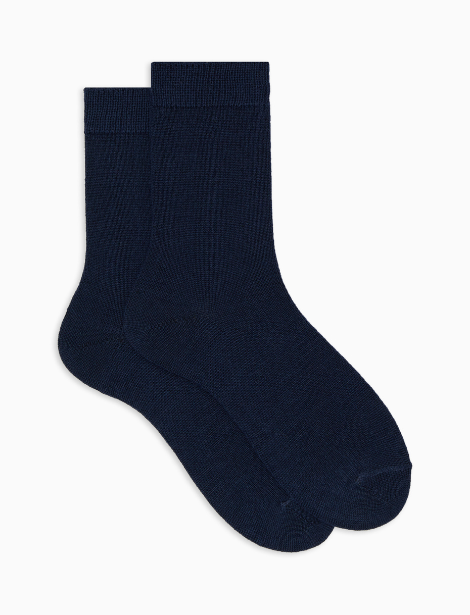 Women's short plain royal socks in wool, silk and cashmere - Gallo 1927 - Official Online Shop