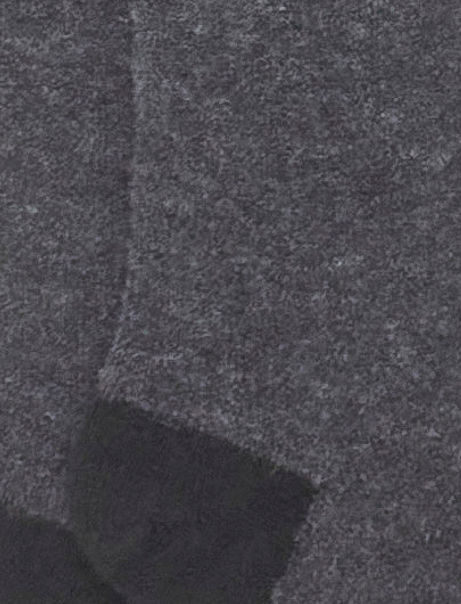 Women's long plain charcoal grey bouclé wool socks with contrasting details - Gallo 1927 - Official Online Shop