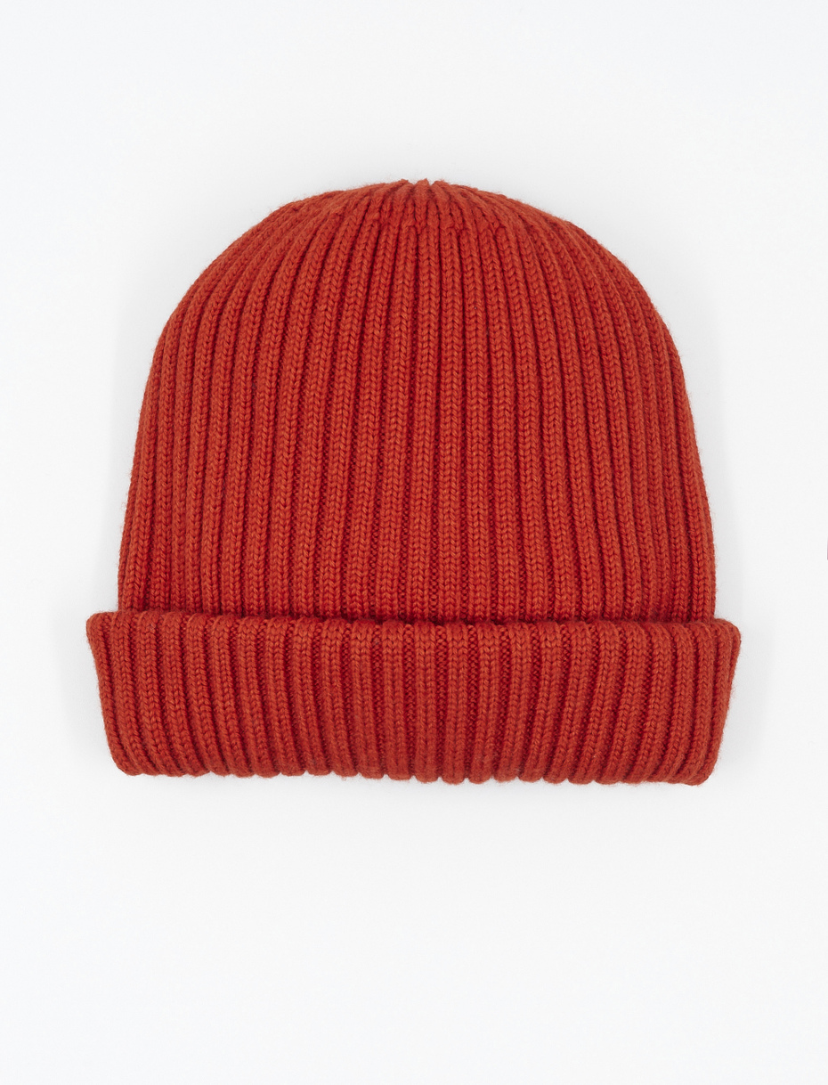 Unisex ribbed plain minium beanie in wool, silk and cashmere - Gallo 1927 - Official Online Shop