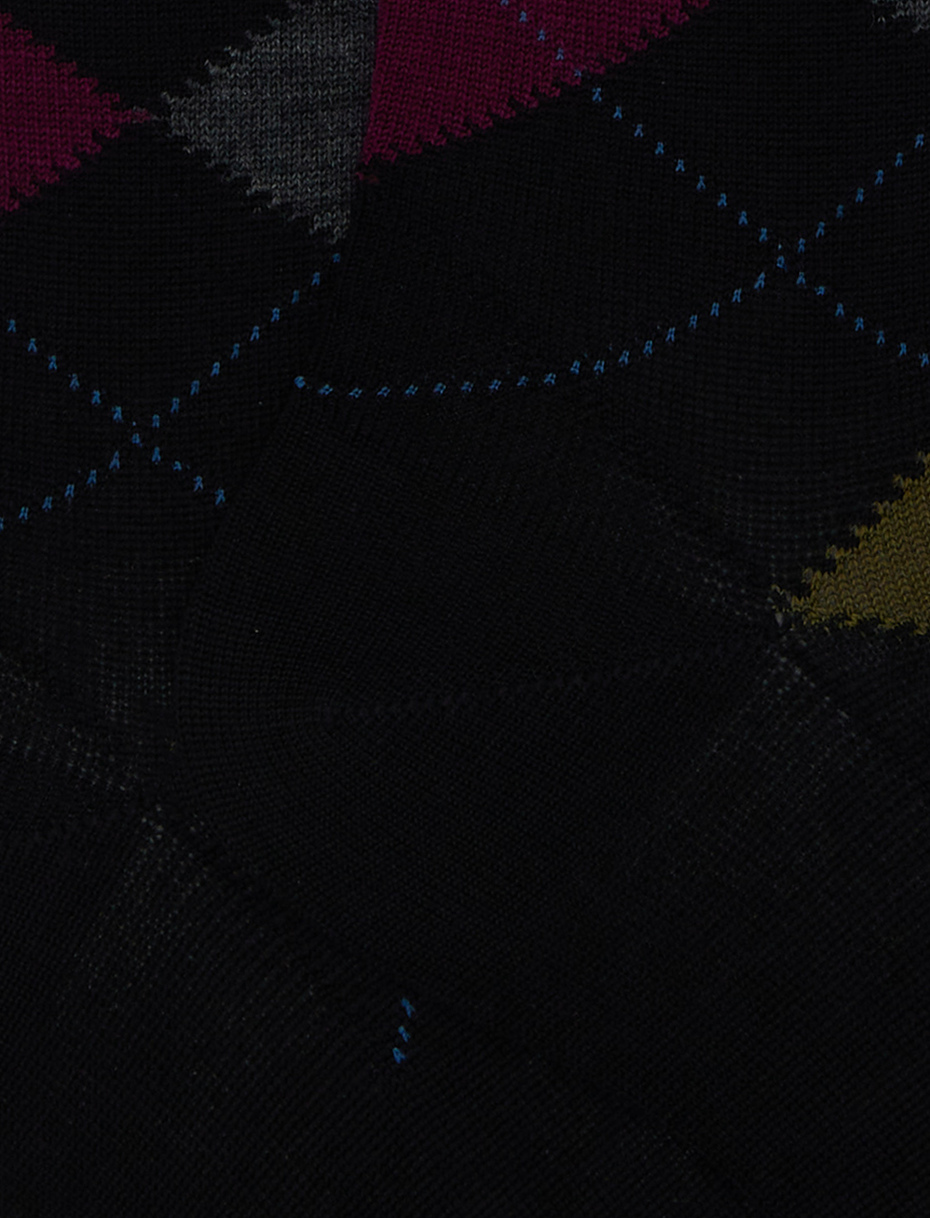 Calze lunghe uomo lana nero fantasia intarsio - Gallo 1927 - Official Online Shop
