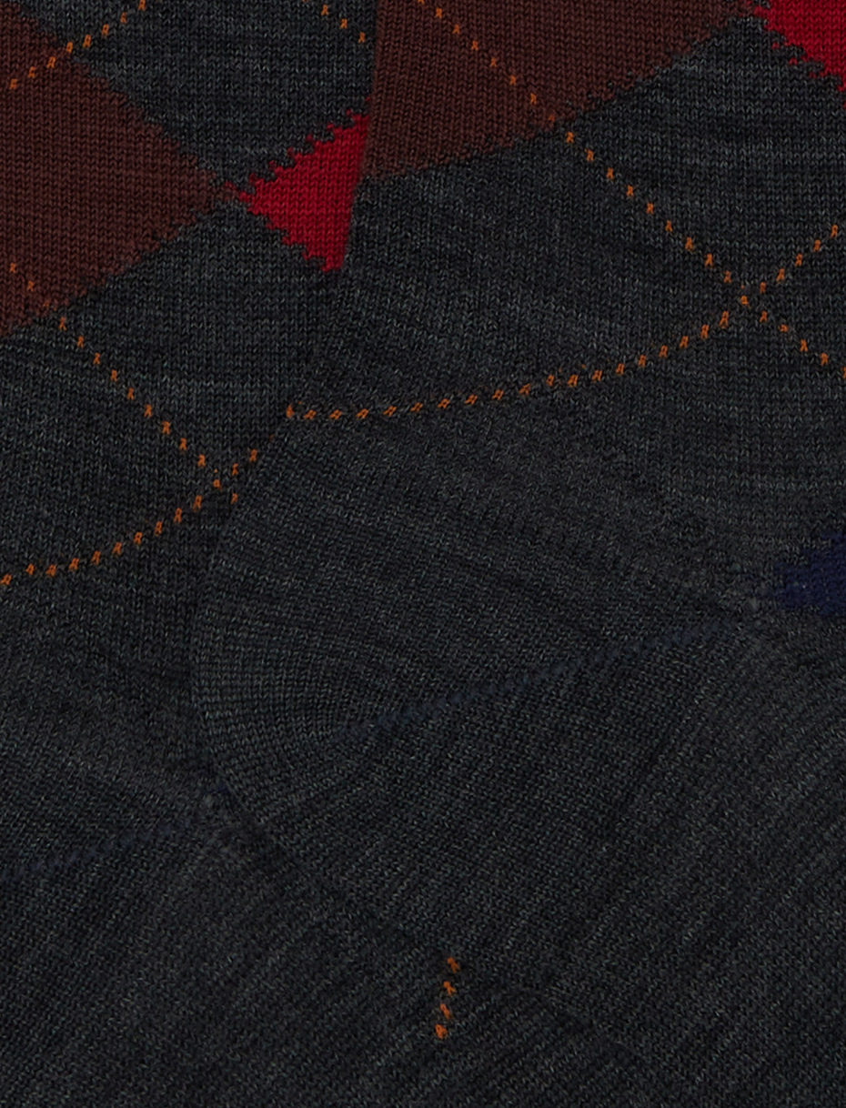 Calze lunghe uomo lana grigio fantasia intarsio - Gallo 1927 - Official Online Shop