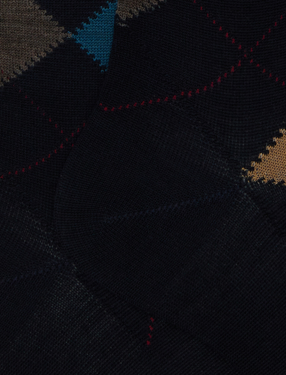 Calze lunghe uomo lana blu fantasia intarsio - Gallo 1927 - Official Online Shop