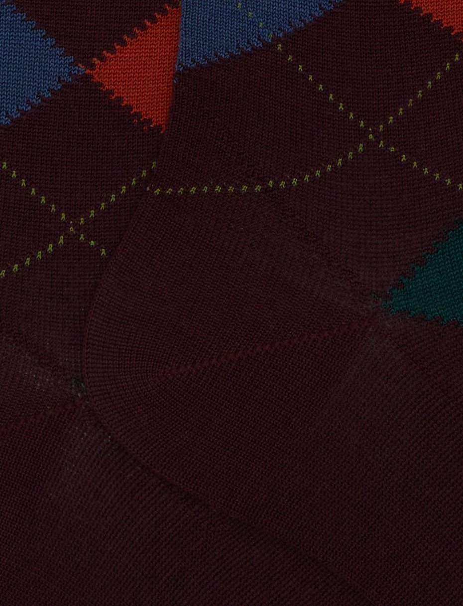 Calze lunghe uomo lana bordò fantasia intarsio - Gallo 1927 - Official Online Shop