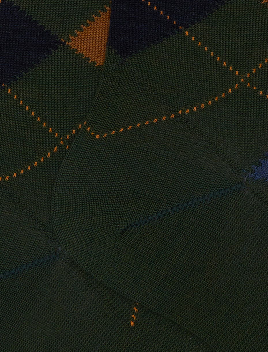Calze lunghe uomo lana verde fantasia intarsio - Gallo 1927 - Official Online Shop