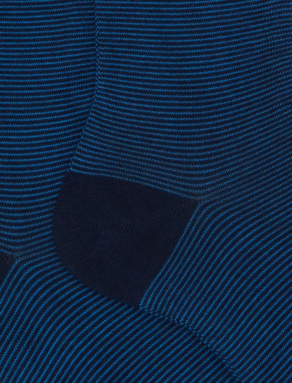 Women's short light blue cotton socks with two-tone stripes - Gallo 1927 - Official Online Shop