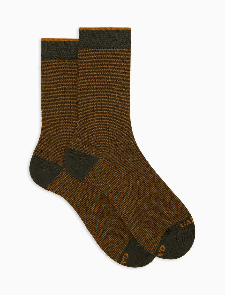 Calze corte donna cotone giallo righine bicolore - Gallo 1927 - Official Online Shop