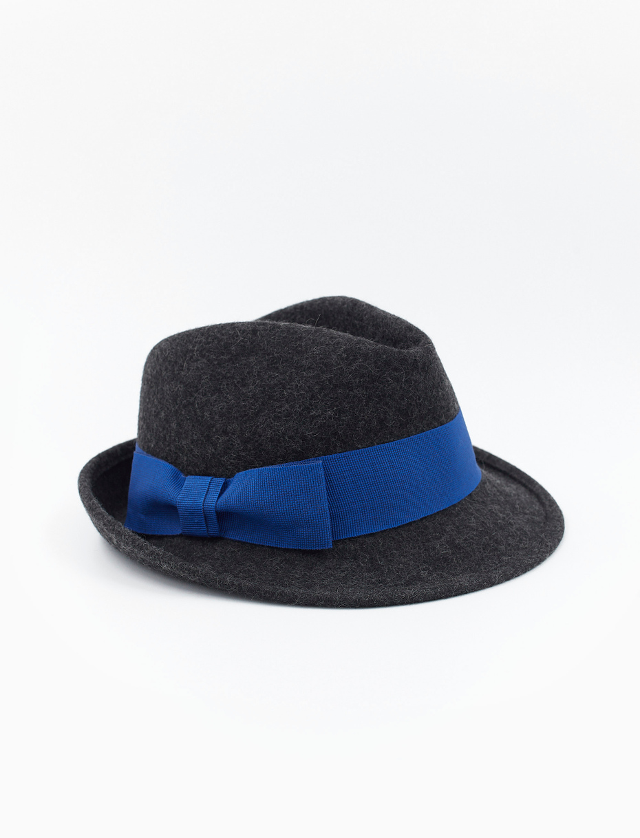 Women's plain charcoal grey felt hat - Gallo 1927 - Official Online Shop