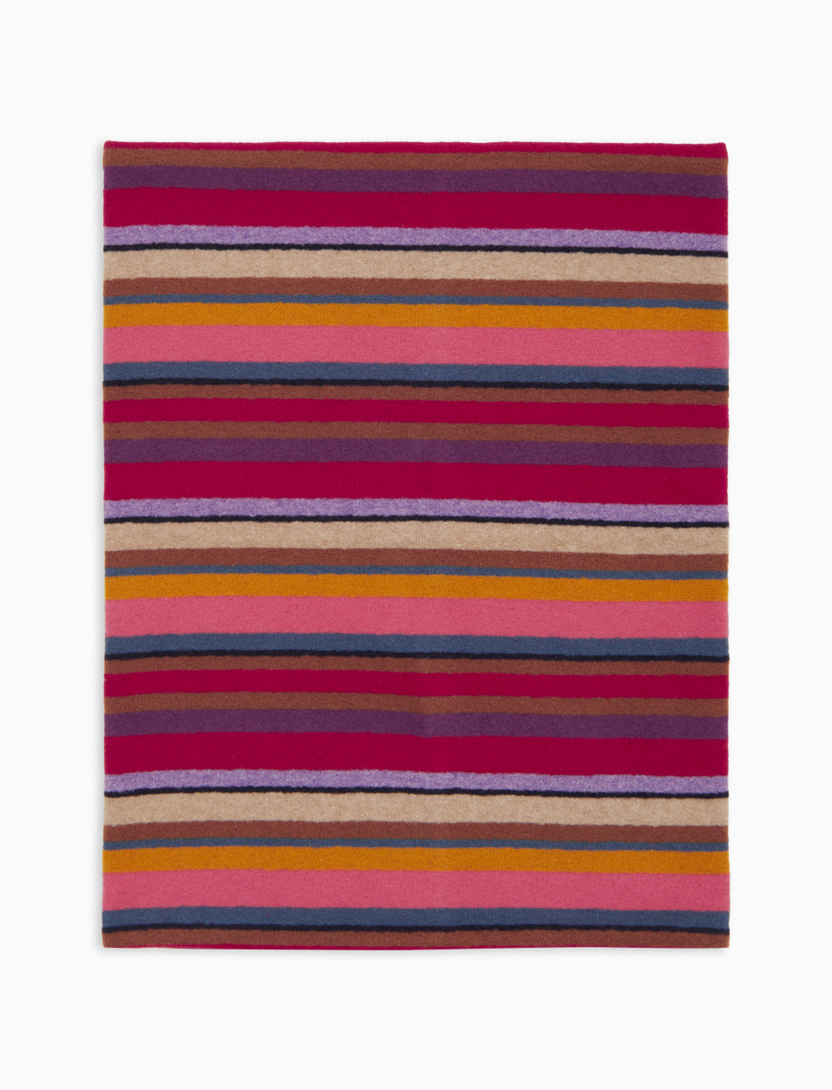 Kids' multi-use burgundy fleece neck warmer with multicoloured stripes - Gallo 1927 - Official Online Shop