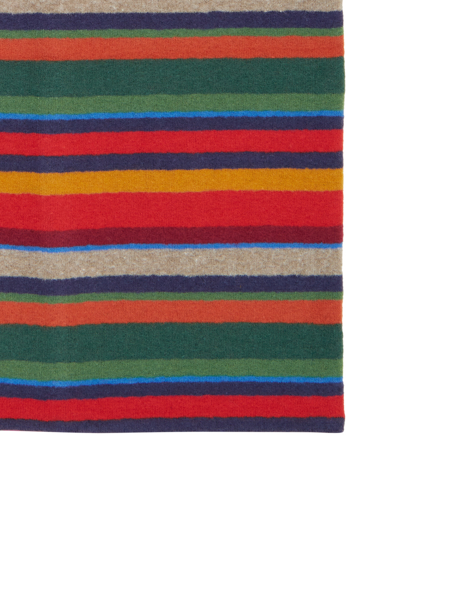 Kids' multi-use red fleece neck warmer with multicoloured stripes - Gallo 1927 - Official Online Shop