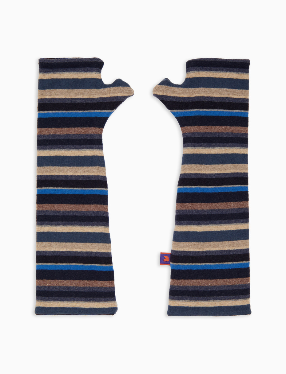 Guanto senza dita donna pile blu righe multicolor - Gallo 1927 - Official Online Shop