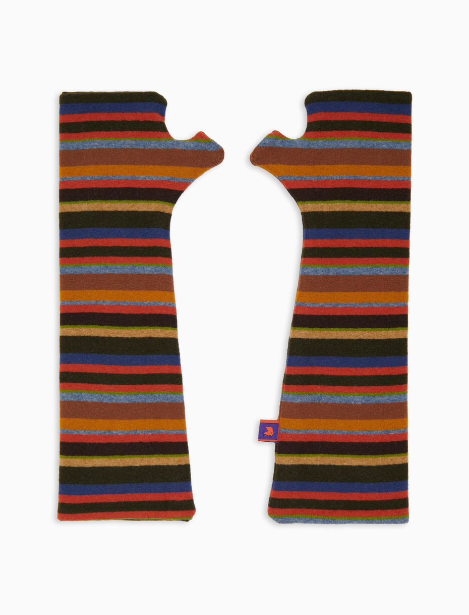 Guanto senza dita donna pile verde righe multicolor - Gallo 1927 - Official Online Shop